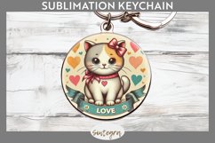 Love Cat v11 Round Keychain Sublimation Product Image 1