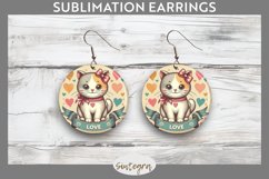 Love Cat v11 Round Earrings Sublimation Product Image 1