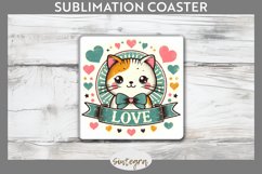 Love Cat v12 Square Coaster Sublimation Product Image 1