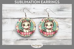 Love Cat v14 Round Earrings Sublimation Product Image 1