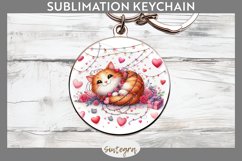Love Cat v15 Round Keychain Sublimation Product Image 1