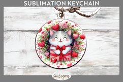 Love Cat v16 Round Keychain Sublimation Product Image 1