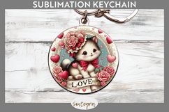 Love Cat v2 Round Keychain Sublimation Product Image 1