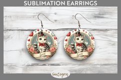 Love Cat v3 Round Earrings Sublimation Product Image 1