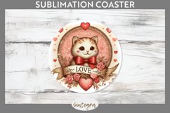 Love Cat v4 Round Coaster Sublimation Product Image 1