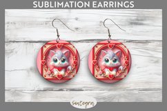 Love Cat v6 Round Earrings Sublimation Product Image 1