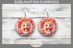 Love Cat v7 Round Earrings Sublimation Product Image 1