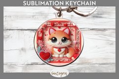 Love Cat v8 Round Keychain Sublimation Product Image 1