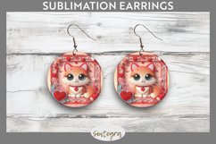 Love Cat v8 Round Earrings Sublimation Product Image 1