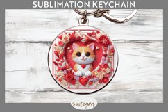 Love Cat v9 Round Keychain Sublimation Product Image 1