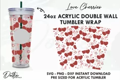 Love Cherries Starbucks 24oz Acrylic Tumbler Cup Wrap Vector Product Image 1