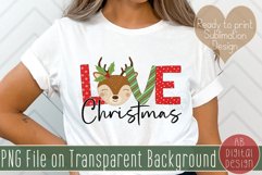 Christmas Reindeer Sublimation Design | Love Christmas PNG Product Image 1