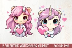 Unicorn Valentine Clipart Sublimation, Christmas Clipart Product Image 1