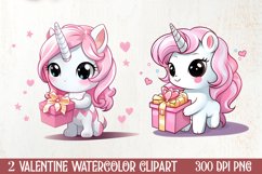 Unicorn Valentine Clipart Sublimation, Christmas Clipart Product Image 1