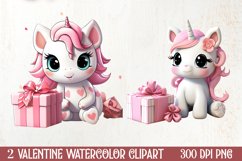 Unicorn Valentine Clipart Sublimation, Christmas Clipart Product Image 1