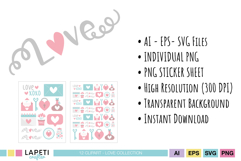 Valentine Clipart Set, Pastel Love Elements PNG Bundle Product Image 2