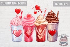 Valentine&#039;s Coffee PNG Sublimation design Latte Love Blue Product Image 1