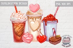 Valentine&#039;s Coffee PNG Sublimation design Latte Love Red Product Image 1