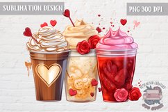 Valentine&#039;s Coffee PNG Sublimation design Latte Love Hearts Product Image 1