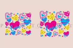 Love Colorful valentine pattern skinny tumbler sublimation design for 20oz and 30oz skinny tumbler sublimation wrap