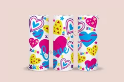 Love Colorful valentine pattern skinny tumbler sublimation design for 20oz and 30oz skinny tumbler sublimation wrap