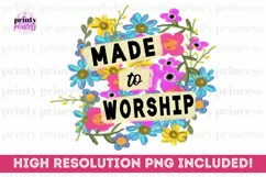 Made to Worship Floral PNG, Easter Sublimation Design Product Image 3