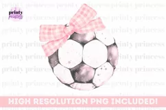 Soccer Coquette png, Pink Bows Soccer Sublimation Design Product Image 1