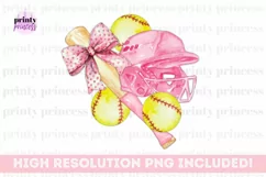 Softball Coquette png, Pink Bows Sports Sublimation Design Product Image 3