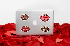Valentine's day Leopard juicy lips stickers. PNG, JPG. Product Image 2