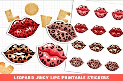 Valentine's day Leopard juicy lips stickers. PNG, JPG. Product Image 1