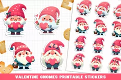Valentine's day gnomes stickers. PNG, JPG. Product Image 1