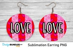 Love Glitter Stripe Earrings - Valentine Sublimation PNG Product Image 1