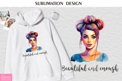 Beautiful and Enough|Watercolor Motivational Quotes Tshirt Product Image 1