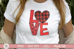 Distressed plaid Love design with Buffalo plaid heart on a white shirt mockup