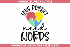 Love doesn't need words SVG | Autism SVG | Autism PNG Product Image 1