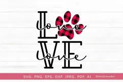 pet valentine svg with buffalo plaid dog paw