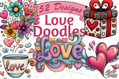 Whimsical Valentine Doodle Clipart Cute Love Sketches PNG Product Image 1