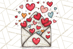 Whimsical Valentine Doodle Clipart Cute Love Sketches PNG Product Image 2