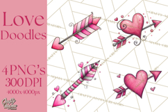 Whimsical Valentine Doodle Clipart Cute Love Sketches PNG Product Image 1