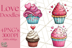 Whimsical Valentine Doodle Clipart Cute Love Sketches PNG Product Image 1