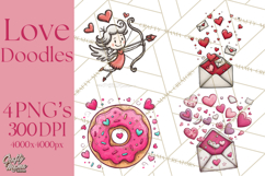 Whimsical Valentine Doodle Clipart Cute Love Sketches PNG Product Image 1