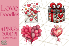 Whimsical Valentine Doodle Clipart Cute Love Sketches PNG Product Image 1
