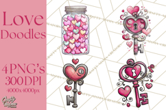 Whimsical Valentine Doodle Clipart Cute Love Sketches PNG Product Image 1