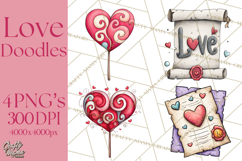 Whimsical Valentine Doodle Clipart Cute Love Sketches PNG Product Image 1