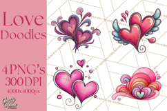 Whimsical Valentine Doodle Clipart Cute Love Sketches PNG Product Image 1