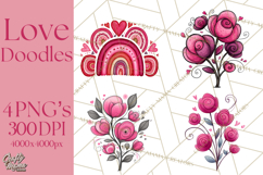 Whimsical Valentine Doodle Clipart Cute Love Sketches PNG Product Image 1