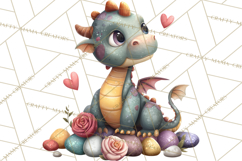 Valentine Dragon Clipart PNG Fantasy Doodle Illustration Product Image 3