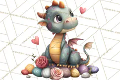 Valentine Dragon Clipart PNG Fantasy Doodle Illustration Product Image 3