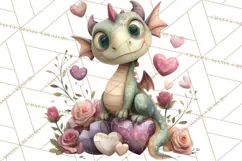 Valentine Dragon Clipart PNG Fantasy Doodle Illustration Product Image 4