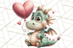 Valentine Dragon Clipart PNG Fantasy Doodle Illustration Product Image 5